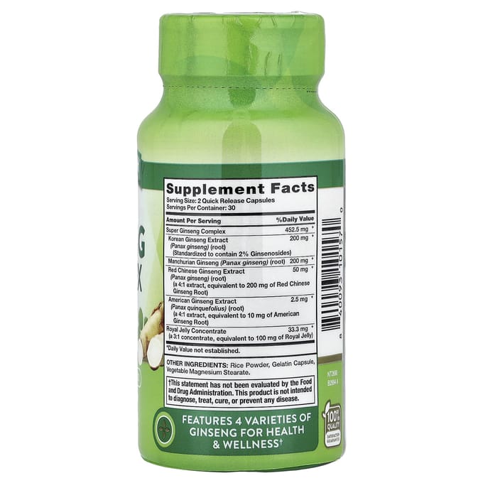 Nature's Truth, Super Ginseng Complex Plus Gelée Royale, 60 capsules à libération rapide