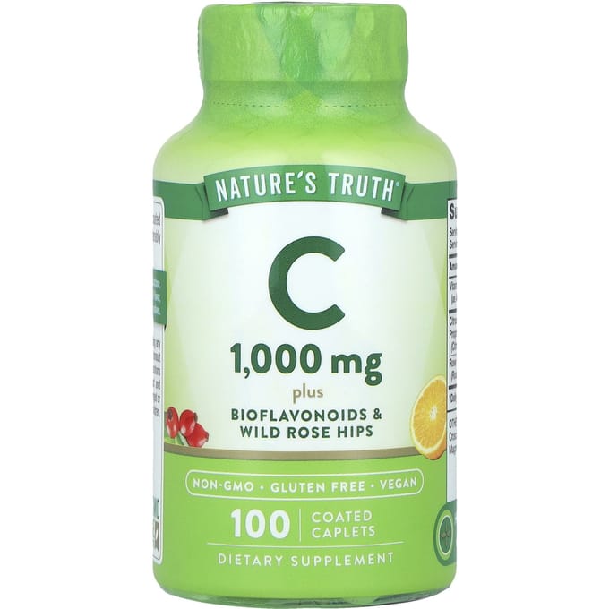 Nature's Truth, vitamine C, bioflavonoïdes et cynorhodon sauvage, 100 comprimés enrobés