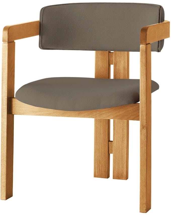 Asir - Stoel - Eik, Bruin - 100% HOUT, LINNENSTOF / MULTIPLEX - 58 x 76 x 49 cm