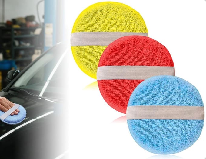 Polijstspons Set - Microvezel Applicators - Auto Reinigen - Ergonomisch Ontwerp - 3 Stuks - Blauw Geel Rood