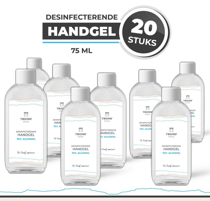 Handgel 75% - 75 ml - 20 stuks - Triomf Cosmetica | Desinfecterende Hand gel Pocket size