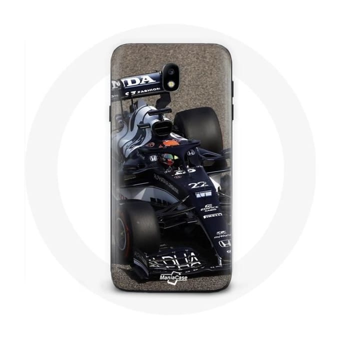 Coque - MANIACASE - Samsung Galaxy J7 2017 - Formule 1 - Yuki Tsunoda - Souple Bleu bleu