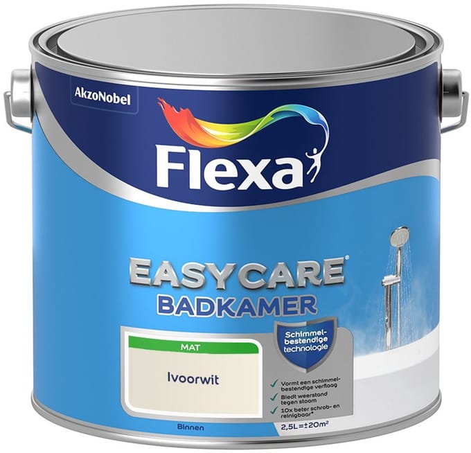Flexa - Easycare Badkamer - Ivoorwit - Mengverf - 2,5 L