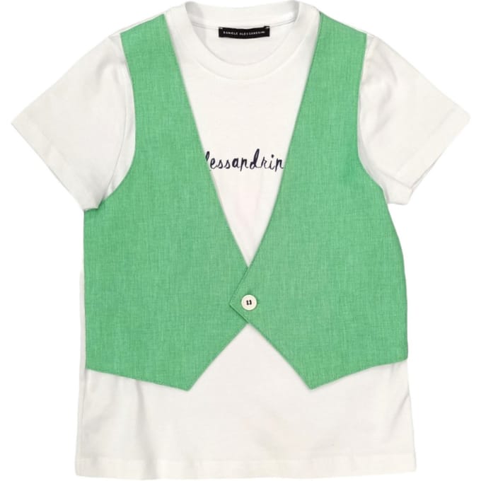 Daniele Alessandrini - Wit T-shirt met Groen Vest 1296M00073