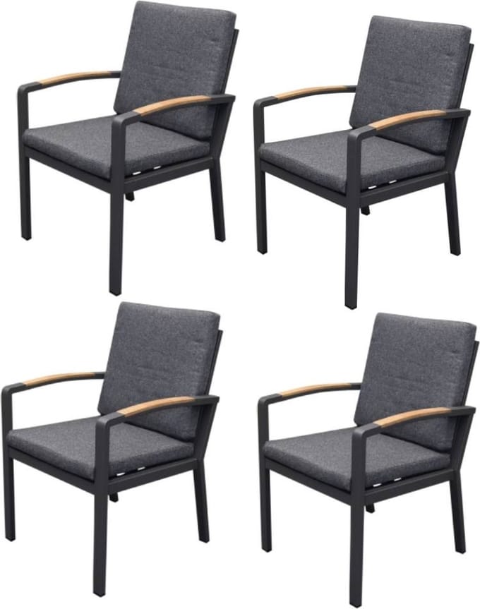 Costa Rica dining tuinstoel aluminium antraciet set van 4
