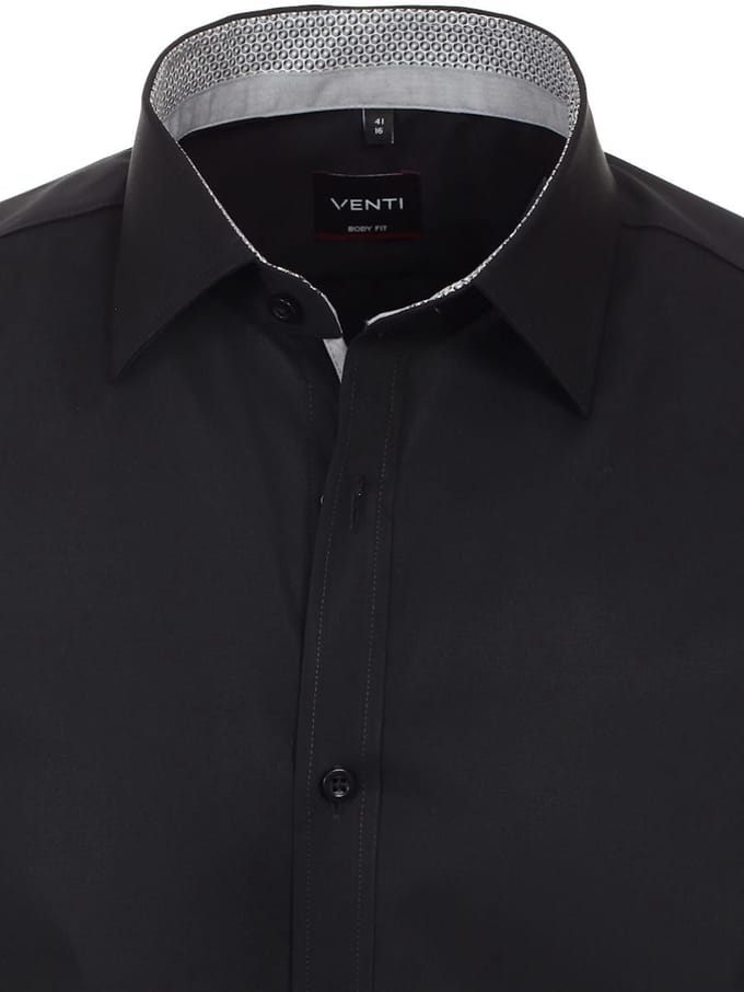Venti Heren Overhemd Non Iron Zwart Body Fit 134024500-800 - L