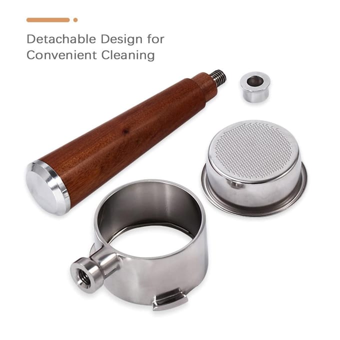 Aoresac 51mm porte-filtre sans fond expresso porte-filtre à café 3 oreilles avec 2 paniers filtrants argenté