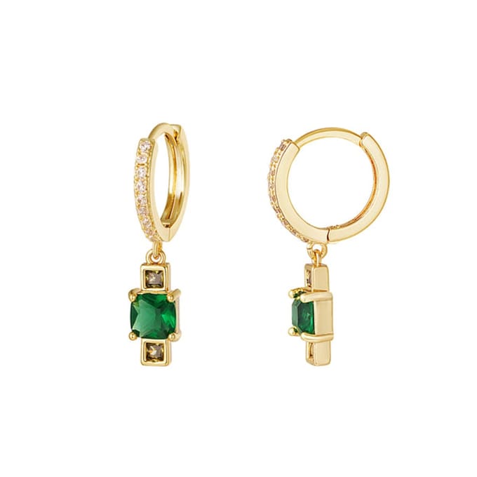 Bijoutheek Oorhangers Zircon copper groen 0289916-188