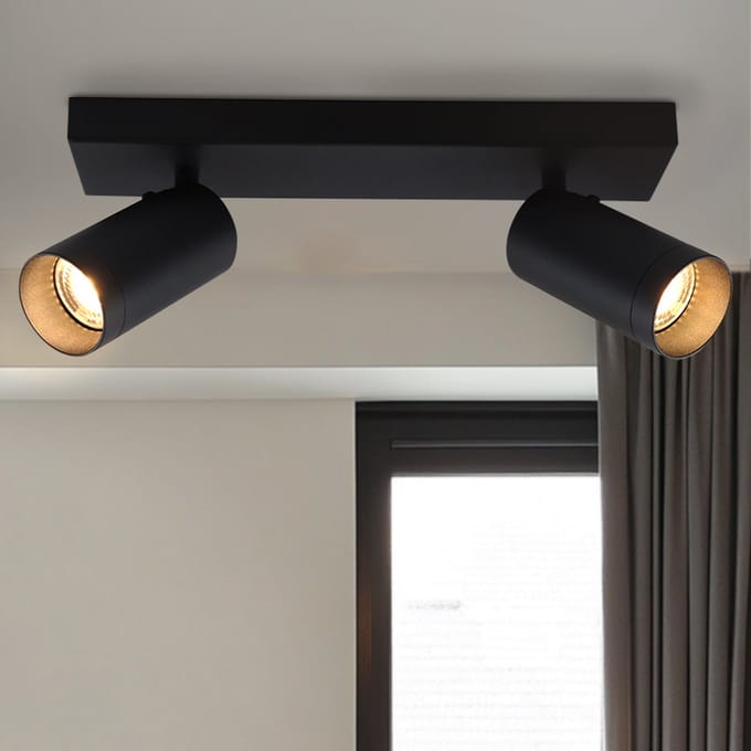Olucia - NADI - Plafondlamp - Zwart - 2L - Vorm: Rechthoek