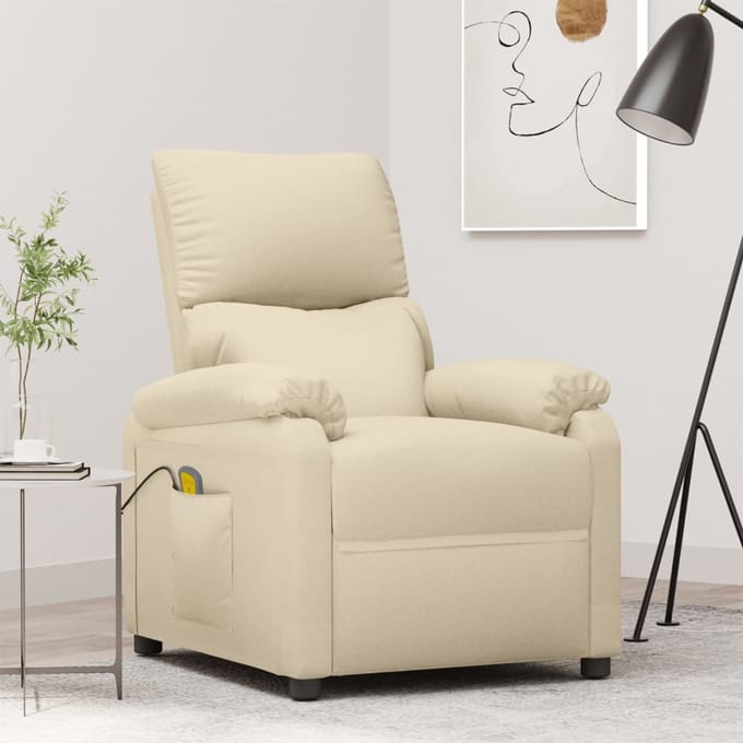 vidaXL - Massagestoel - stof - crèmekleurig