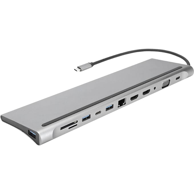 12-in-1 Docking Type-C naar Dubbel HDMI Zelfde Scherm Weergave USB VGA PD RJ45 Docking Station gray