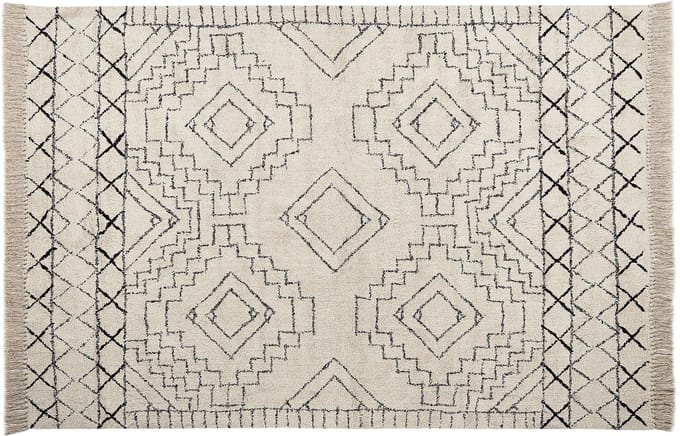ZEYNE - Laagpolig vloerkleed - Beige - 140 x 200 cm - Katoen