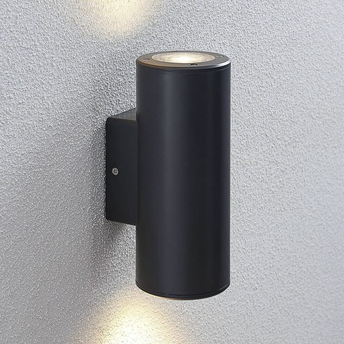 Lindby - Wandlamp buiten - 2lichts - Polycarbonaat, ABS - H: 21.5 cm - GU10 - donkergrijs (RAL 7024)