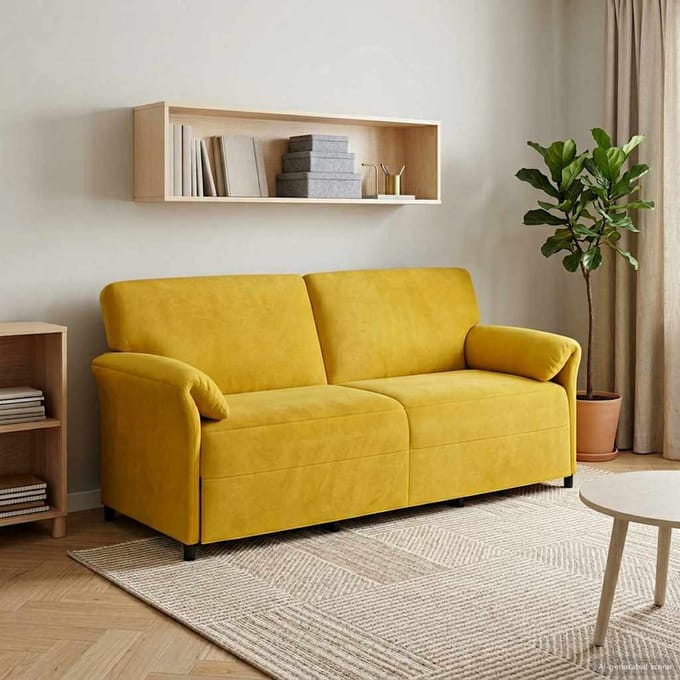 vidaXL - 3-Zits - Sofa - Geel - 198 - x - 83 - x - 95 - cm - Fluweel