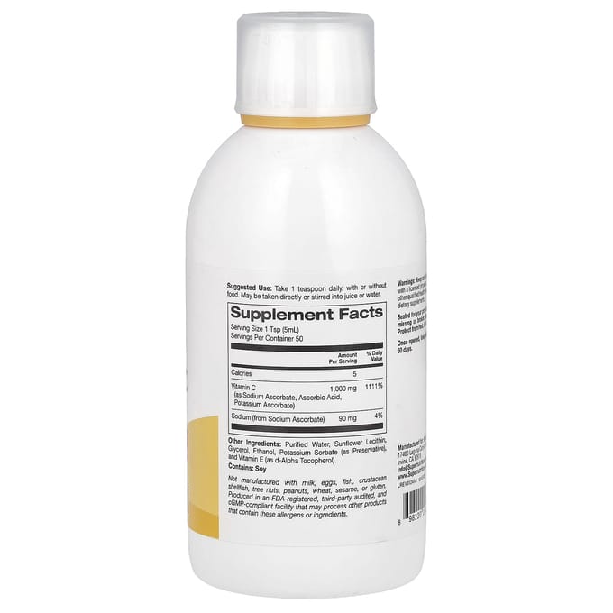 Super Nutrition, vitamine C liquide liposomale, sans saveur, 1 000 mg, 8,45 fl oz (250 ml)