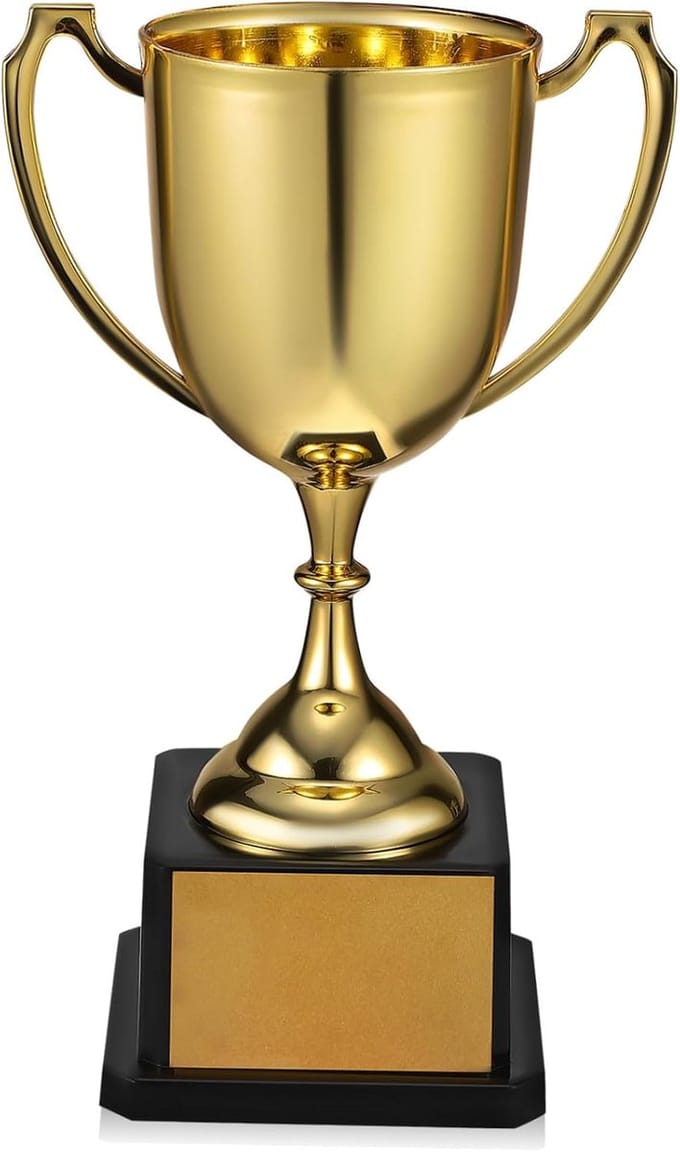 Plastic Trofee Beker - Mini Trofee Prijs - Sport Feest Beloning - Vierkante Basis Ontwerp