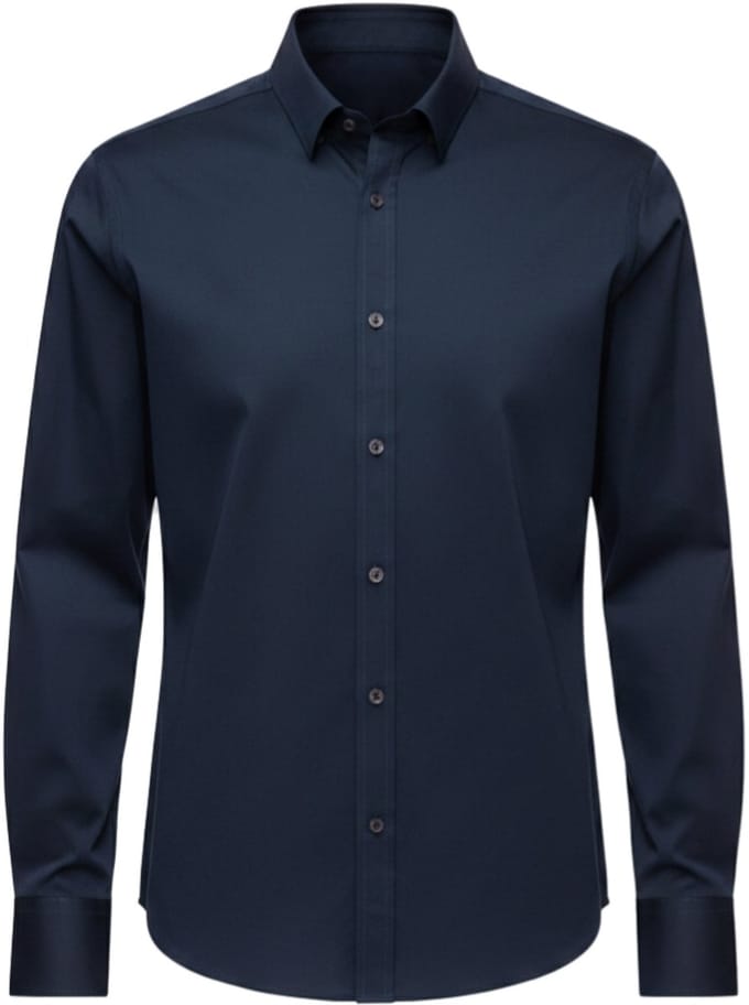 OMBRE Overhemd - Slim Fit - Katoen - Lange Mouw Marine L