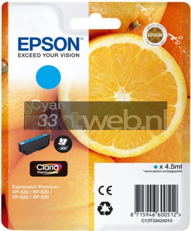 Epson Inktcartridge 33 (C13T33424012) Cyaan