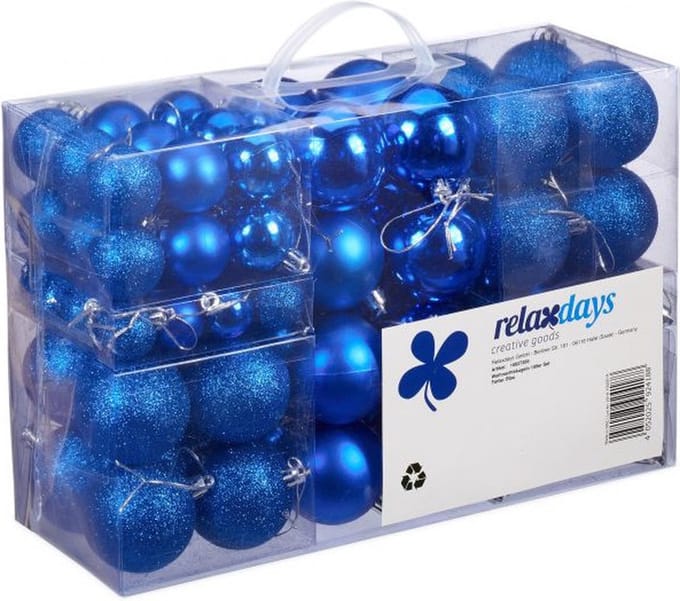 Relaxdays Kerstballen - 100x st - kobalt blauw - D3, D4, D6 cm - kunststof