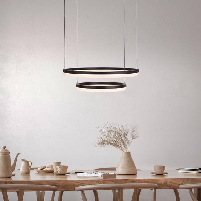 Näve LED hanglamp CCT, twee ringen, afstandsbediening
