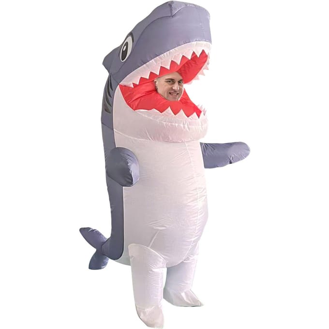 Costume gonflable de requin gras gris, adulte 150-190cm gris