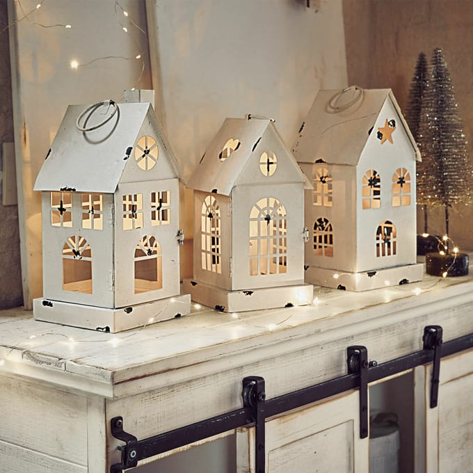 LOBERON Ledlantaarn set van 3 Village wit