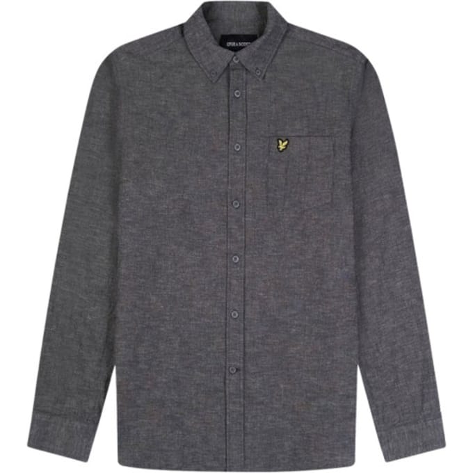 Lyle and Scott Cotton linen button down shirt lange mouw overhemden