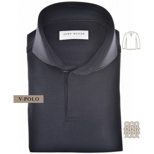 John Miller Polo Solid Color Jersey Long Sleeve Donker Blauw / male