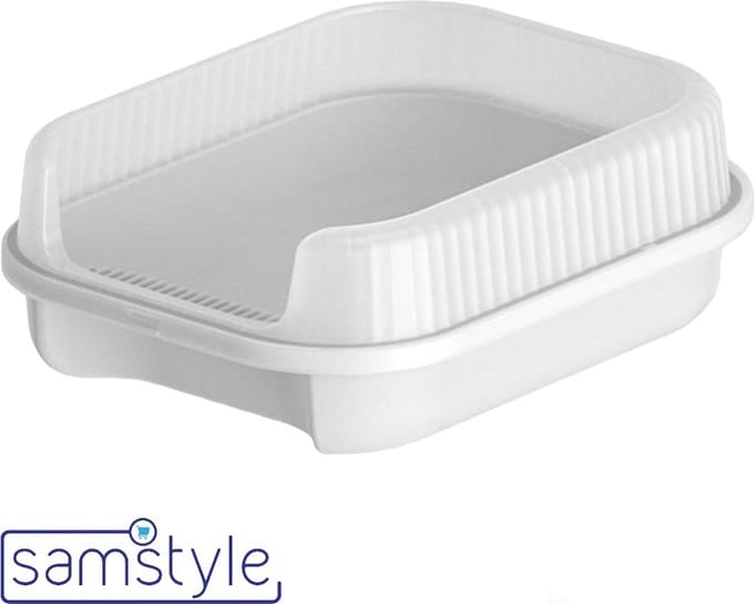 Samstyle - Kattenbak - Open - Modern - Hip Design - Wit - Trendy - Incl. Schep - Design Kattenbak