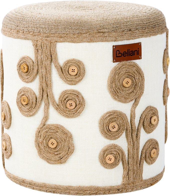 DIMAN - Poef - Wit/Beige - Jute