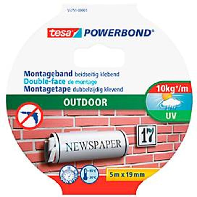 OUTDOOR 55751-00001-03 Montagetape tesa Powerbond Zwart (l x b) 5 m x 19 mm 1 stuk(s)
