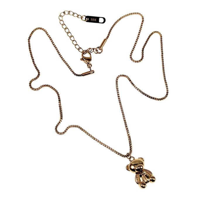 45cm Ketting Dames - Verguld RVS - Verstelbaar - Ketting met Beer Hanger
