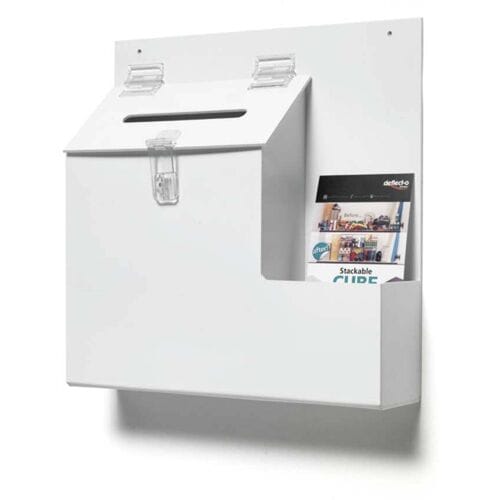 Deflecto Actiebox met gleuf en slot Wit (b x h x d) 35.5 x 36 x 9 cm 1 stuk(s)