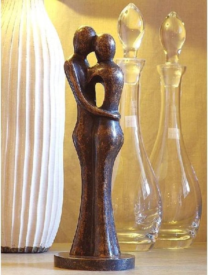 Tuinbeeld - bronzen beeld - Abstract liefdespaar - Bronzartes - 32 cm hoog