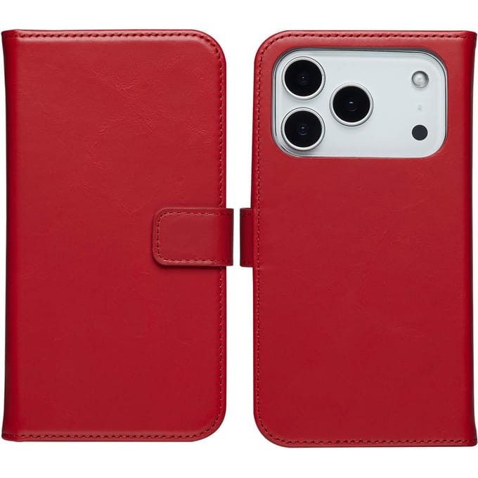 Selencia Hoesje - Geschikt voor Apple iPhone 18 Pro Max / 17 Pro Max - Echt Lederen Bookcase - Rood