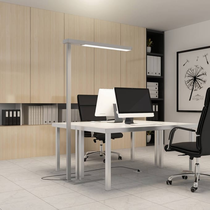 Arcchio LED kantoor vloerlamp Susi, zilver, sensor, touchdimmer