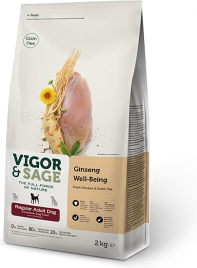 Vigor & Sage Hondenvoer Regular Well-Being Ginseng 2 kg