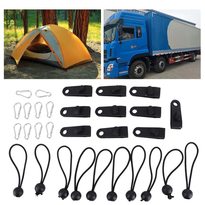 Multifunctionele Winddichte Tentclip Gesp Bal Elastische Koorden Buitentent Luifels Klem Accessoires black