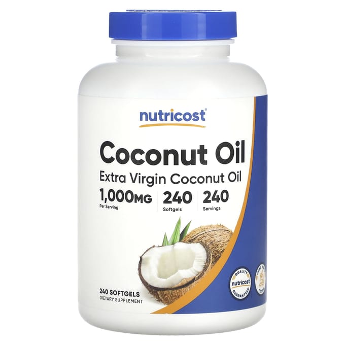 Nutricost, extra vierge kokosolie, 1.000 mg, 240 capsules