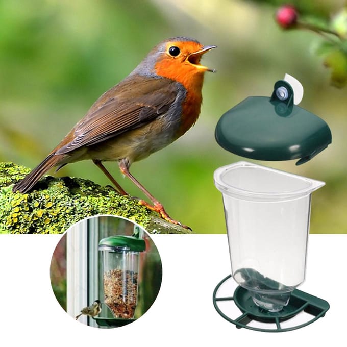 Transparante Vogelvoederautomaat Plastic Vogelvoederautomaat met Zuignappen gray