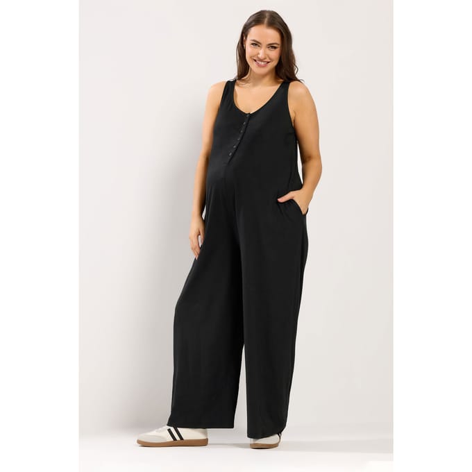 Bump It Up Maternity Zwarte Jumpsuit Met Wijde Pijpen Size 58-60