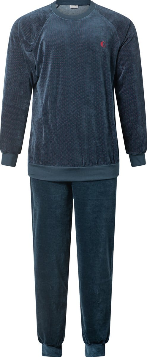 Gentlemen heren pyjama velours - maat L - ronde hals - Code - marine