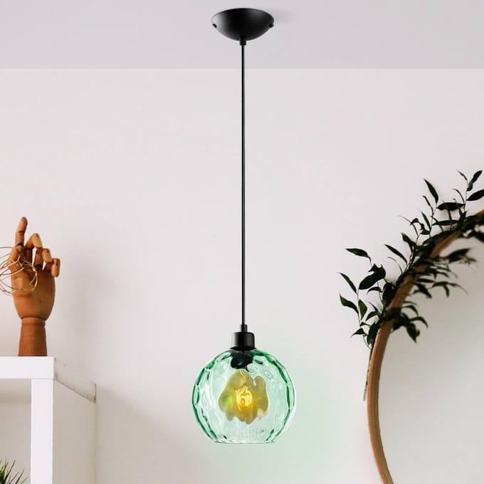 Opviq Hanglamp Benek, groen, glas, Ø 20 cm, E27