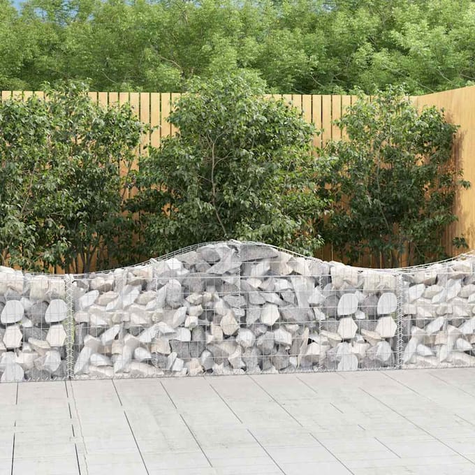 vidaXL - Schanskorven - 3 - st - gewelfd - 200x30x60/80 - cm - gegalvaniseerd - ijzer