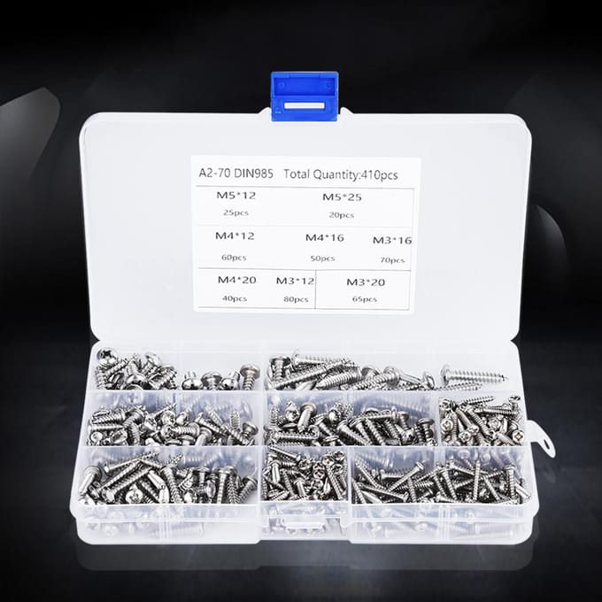 410 stuks Zelfborende schroef Hardware Gemengde set Mini Elektrisch gereedschap Accessoire Ronde kop M3  M4  M5
