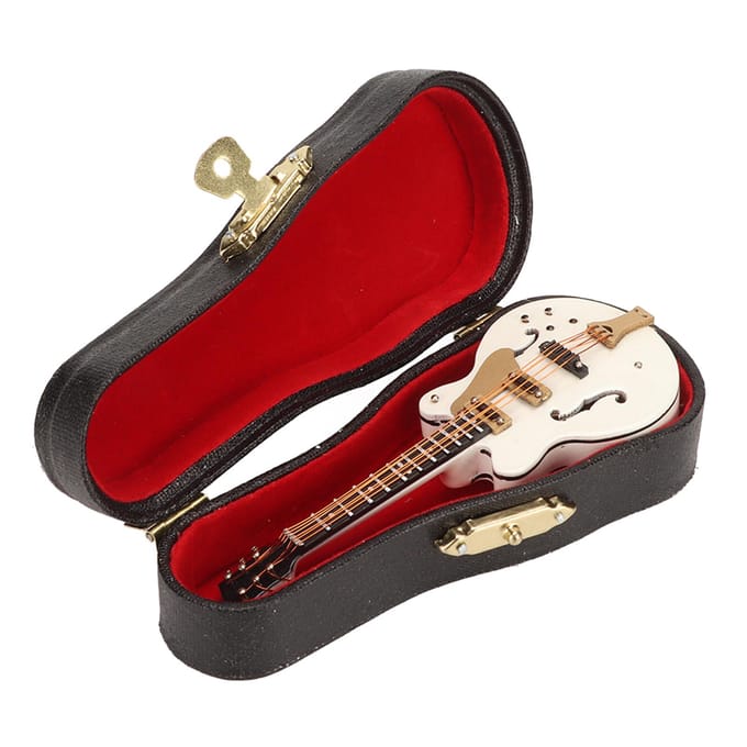 Broche Guitare Épinglette Blanc Creux Style Élégant Étui en Velours Bois Décoratif avec Fermoir de Sécurité Mini red