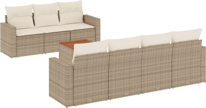 vidaXL - 8-delige - Loungeset - met - kussens - poly - rattan - beige