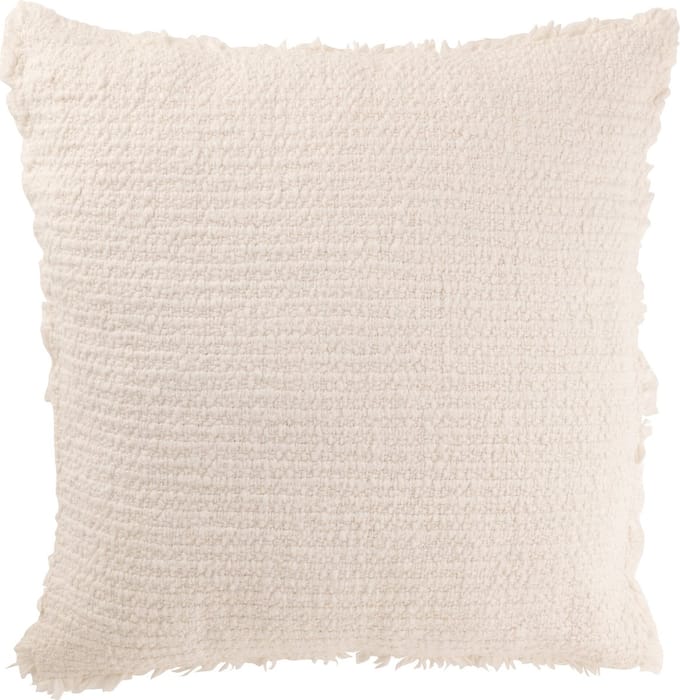 J-Line kussen Gerafelde Randen - katoen/polyester - wit