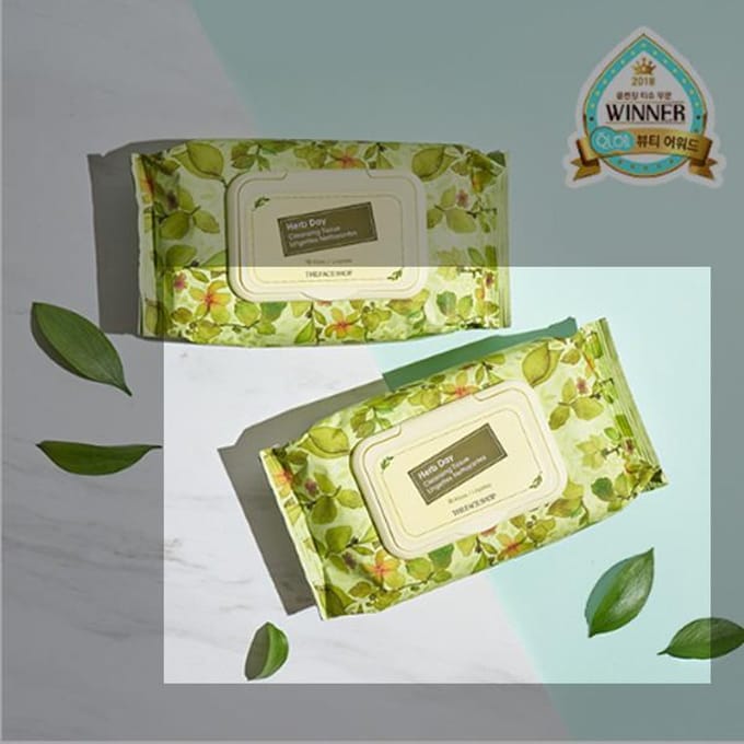 The Face Shop Herb Day Cleansing Tissue 70 feuilles * 1 paquet (3 options) 1PACK brown