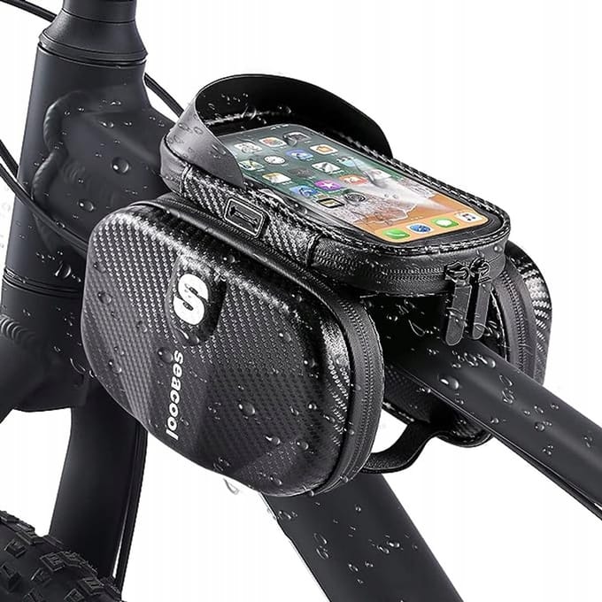 Waterdichte Fietstas Frametas met Telefoonhouder - Zwart